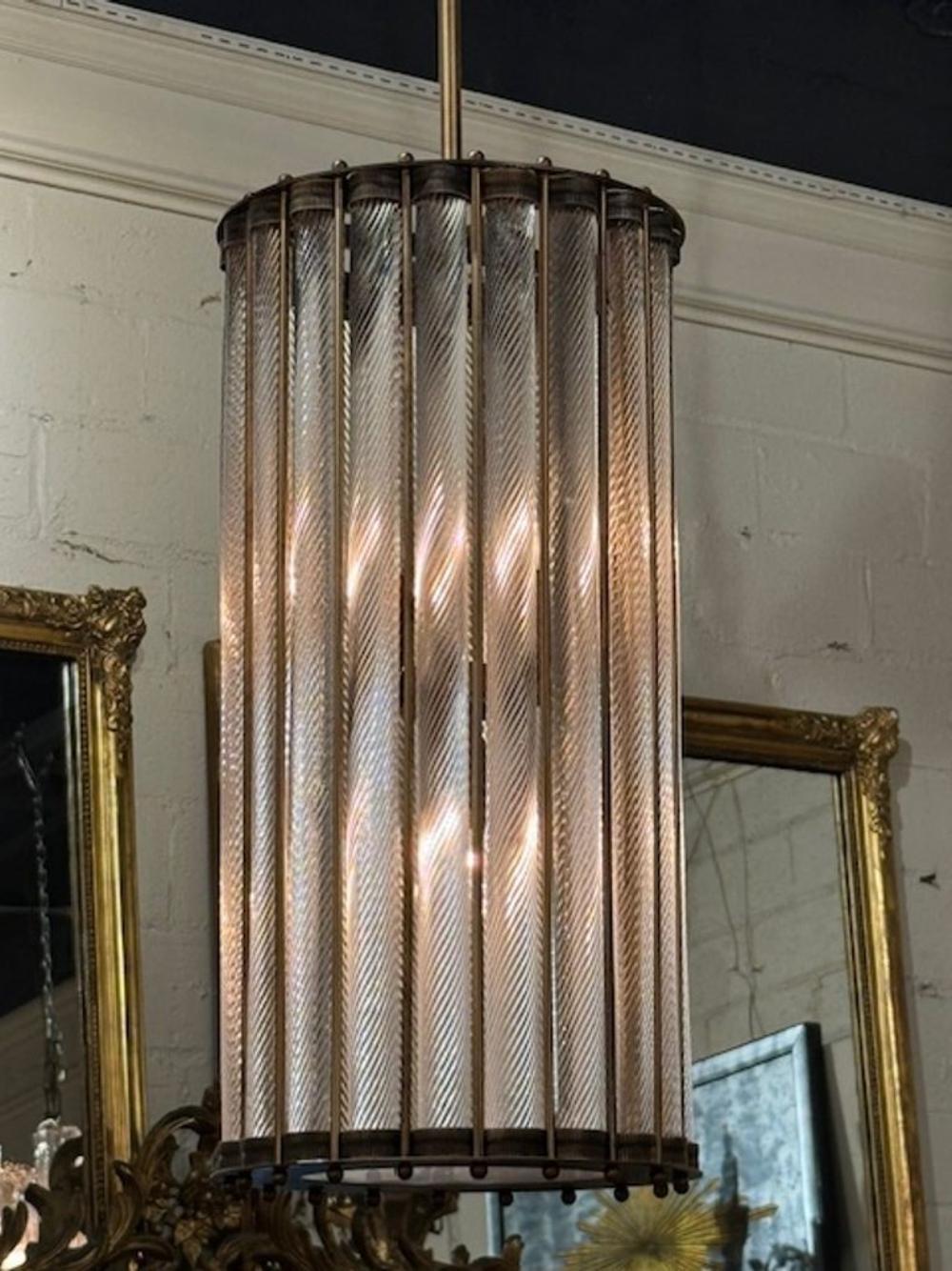 Murano Twist Glass Lanterns In Good Condition For Sale In Dallas, TX