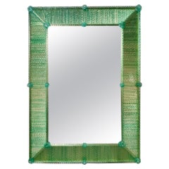 Miroir à baguette en verre torsadé de Murano