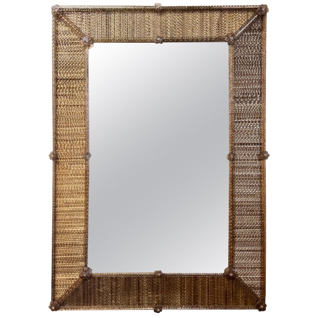 Murano Twist Glass Rod Mirror For Sale
