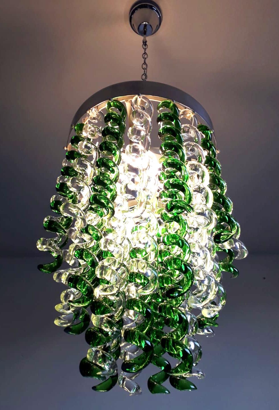 20th Century Murano Twist Glasses Flushmount or Chandelier by Mazzega For Sale