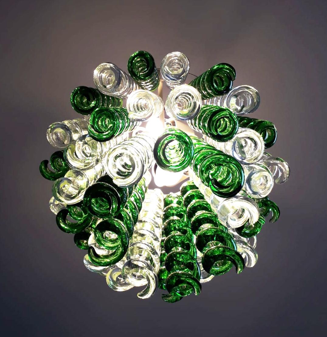 Encastré ou lustre en verre de Murano torsadé par Mazzega en vente 2