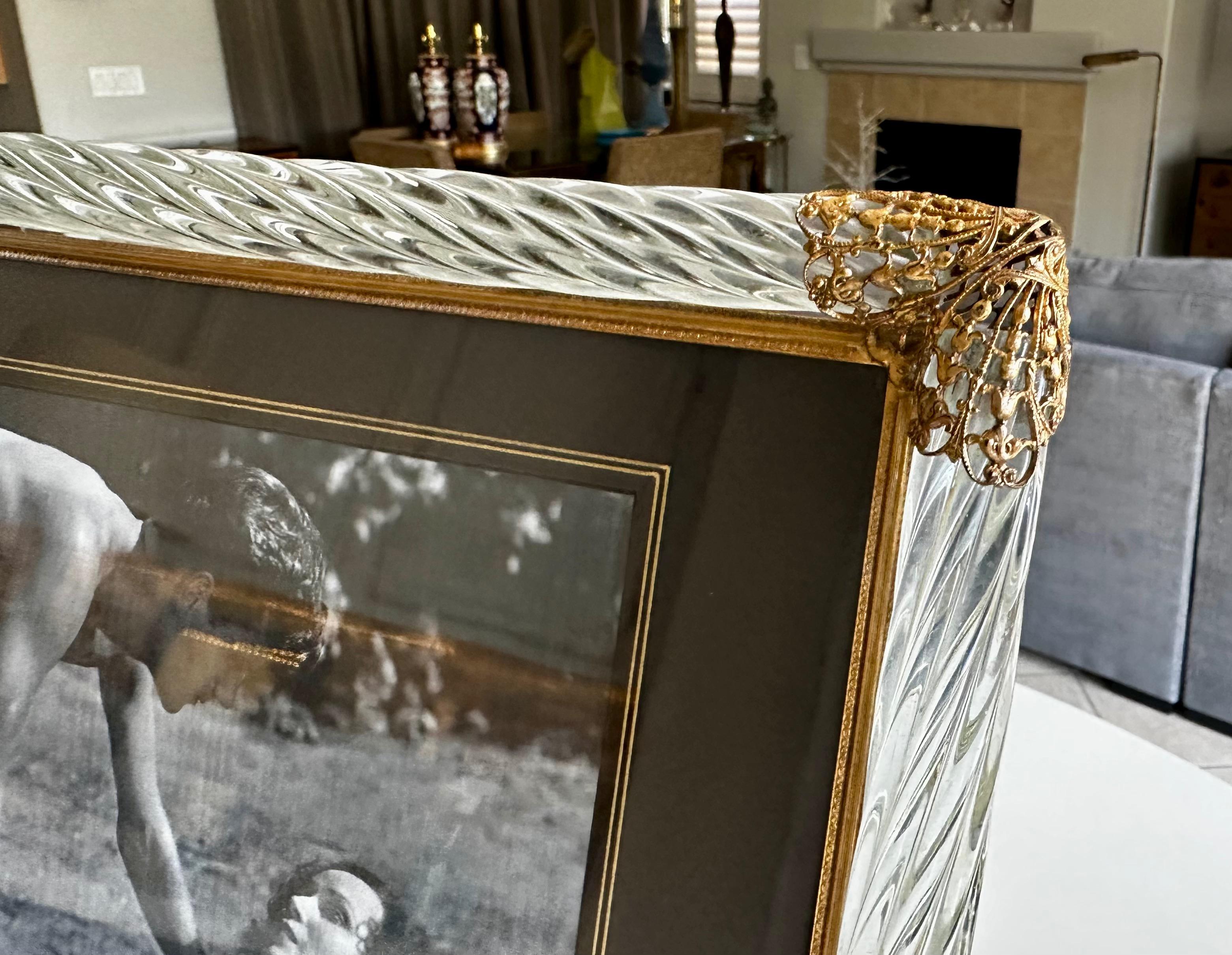 Murano Twisted Glass Rope Brass Horizontal Picture Frame For Sale 7
