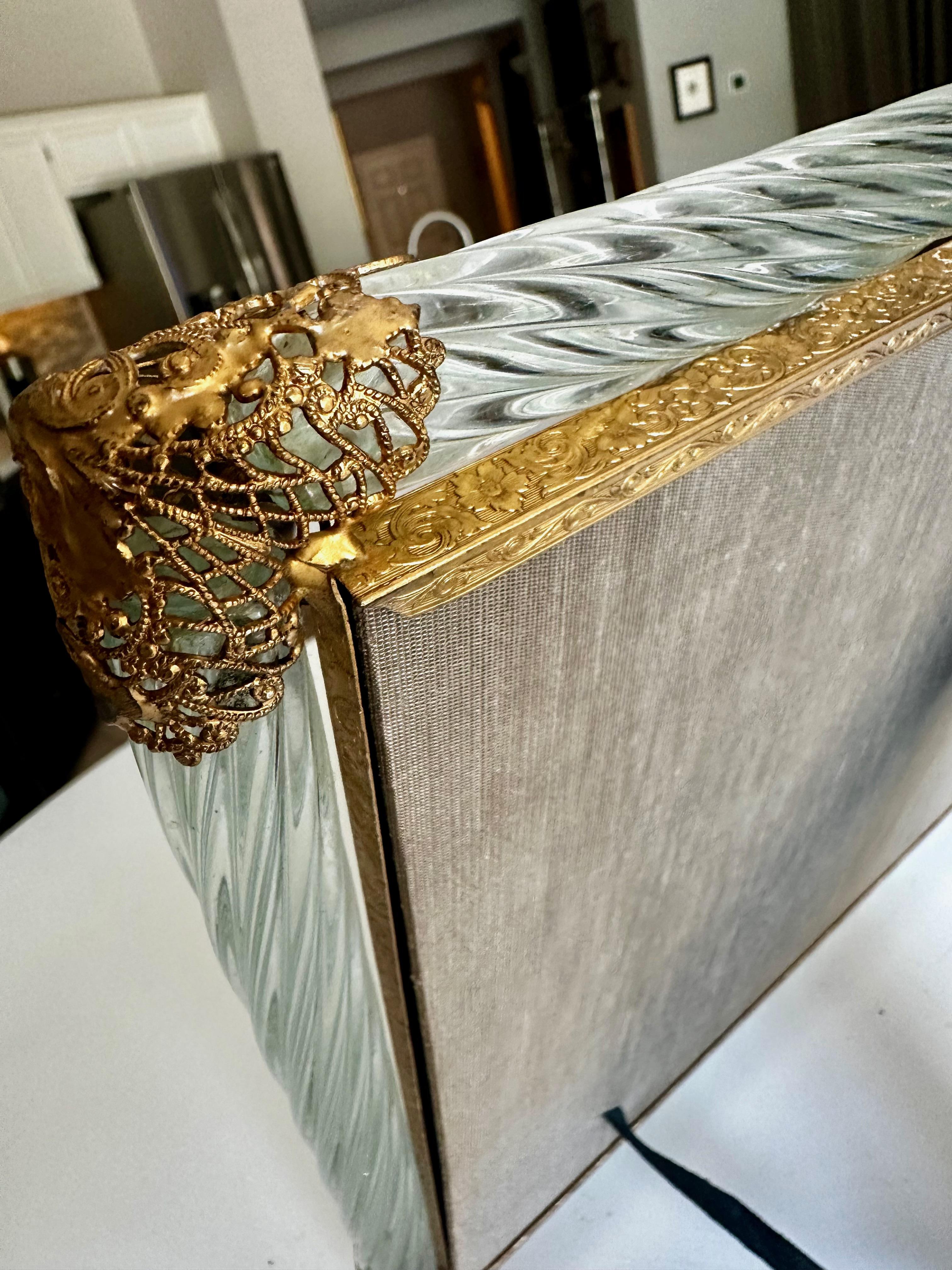 Murano Twisted Glass Rope Brass Horizontal Picture Frame For Sale 10