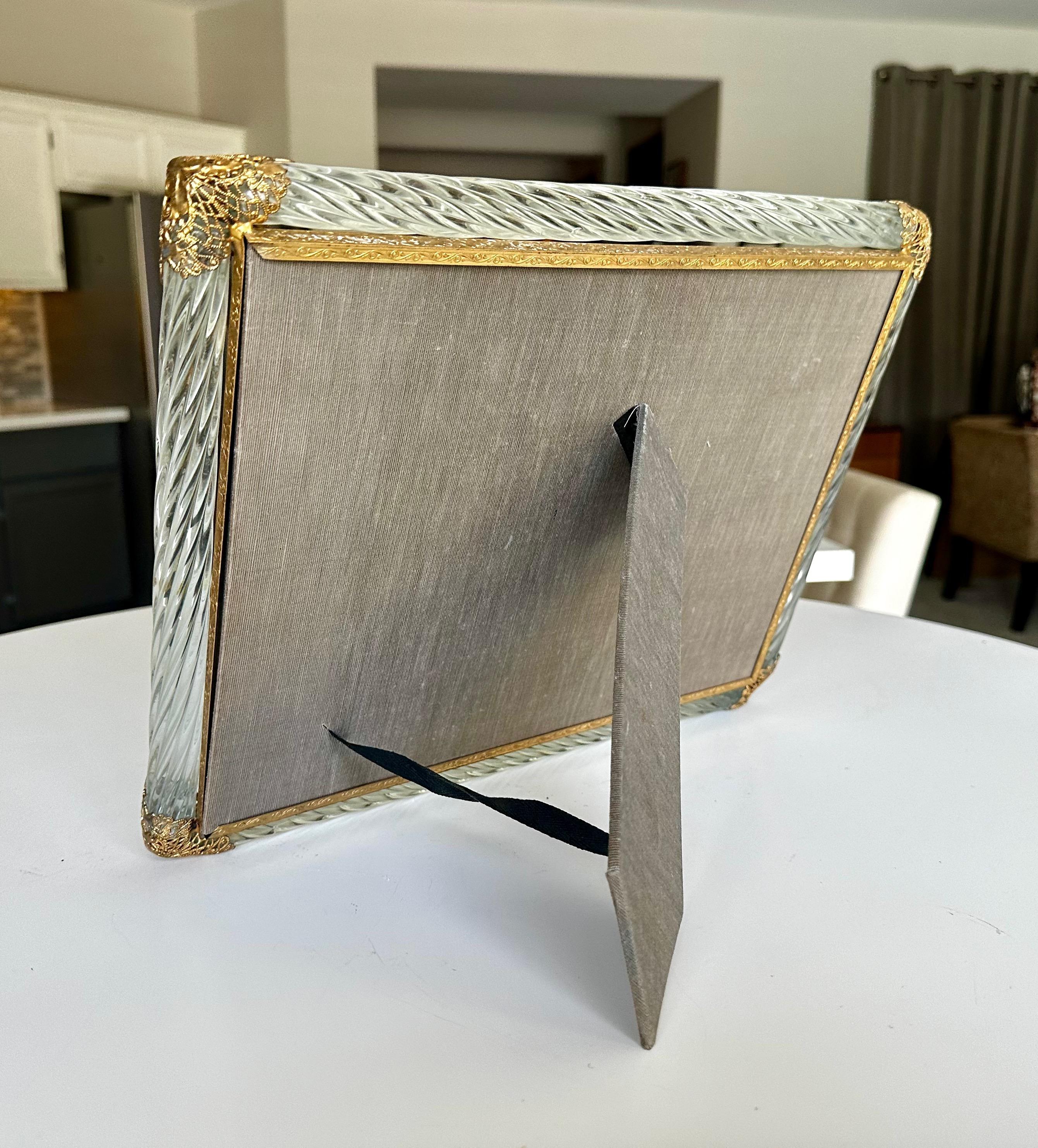 Murano Twisted Glass Rope Brass Horizontal Picture Frame For Sale 12