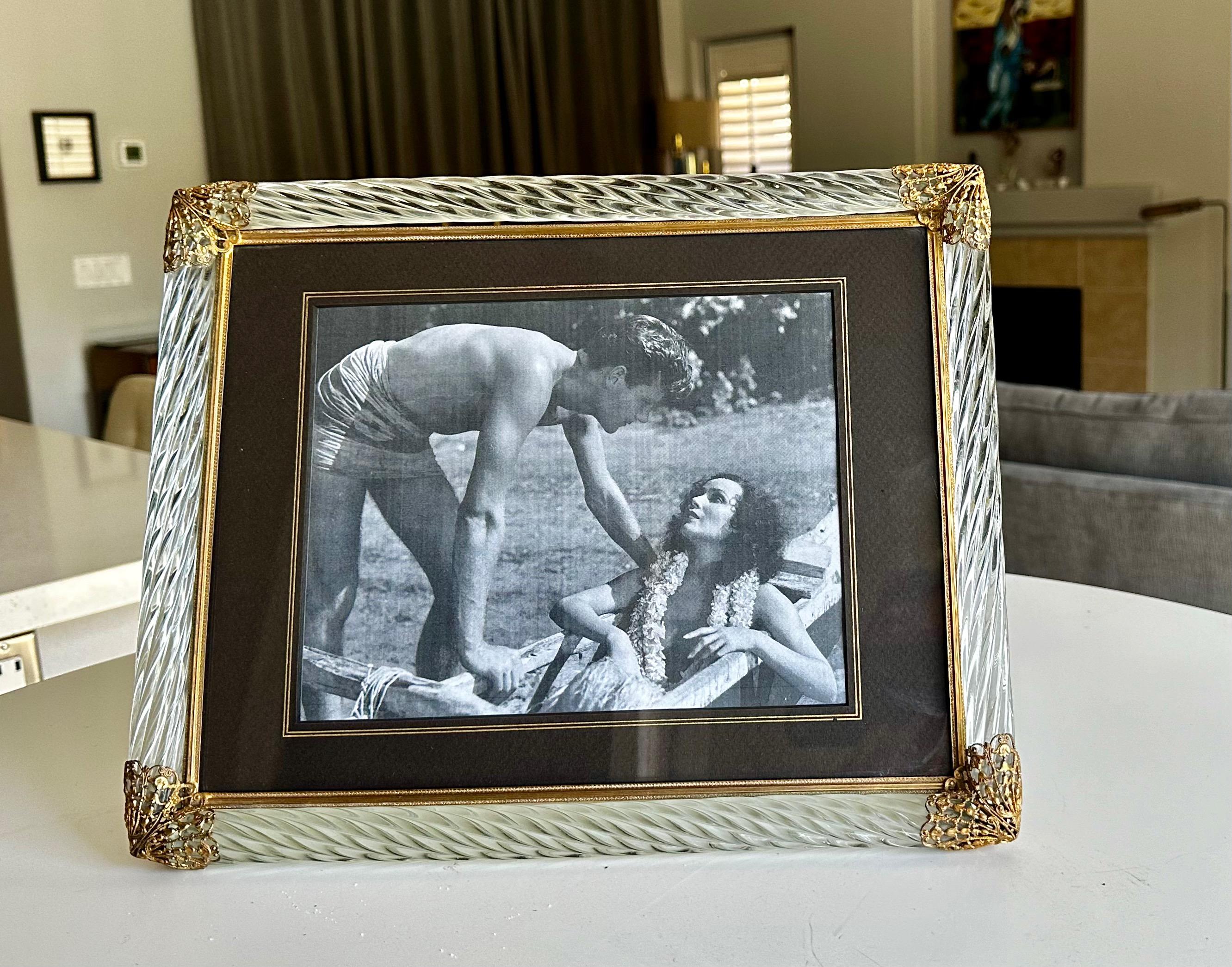 Murano Twisted Glass Rope Brass Horizontal Picture Frame For Sale 13
