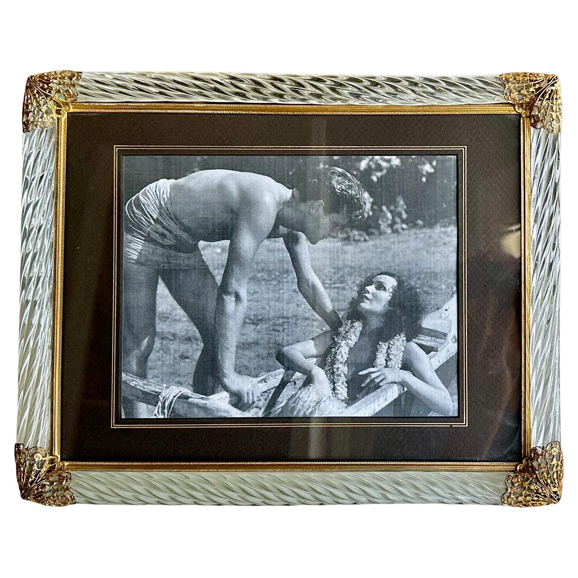 Murano Twisted Glass Rope Brass Horizontal Picture Frame