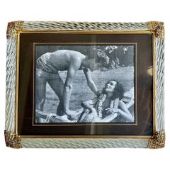 Murano Twisted Glass Rope Brass Horizontal Picture Frame