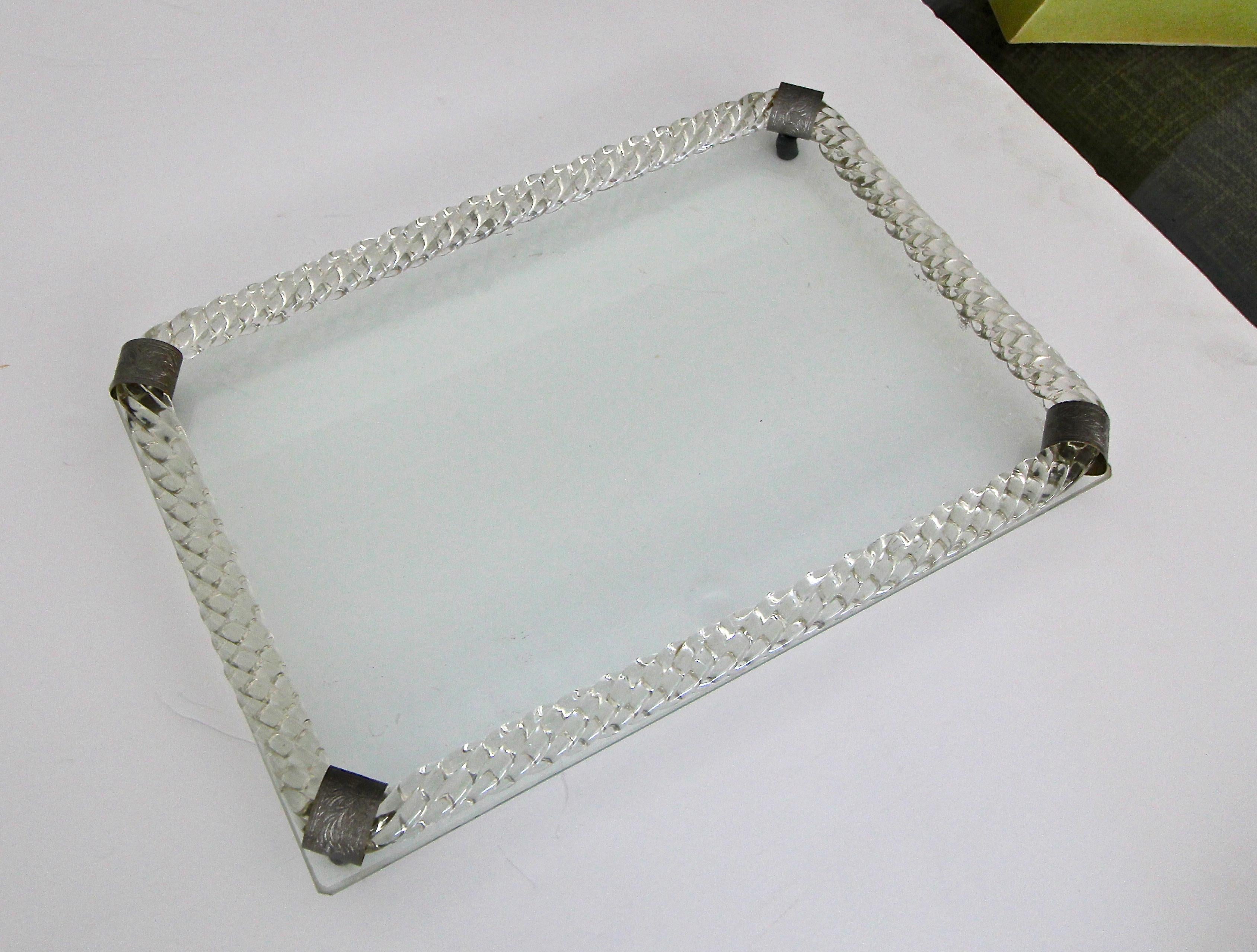 Murano Twisted Rope Clear Glass Vanity Tray 7