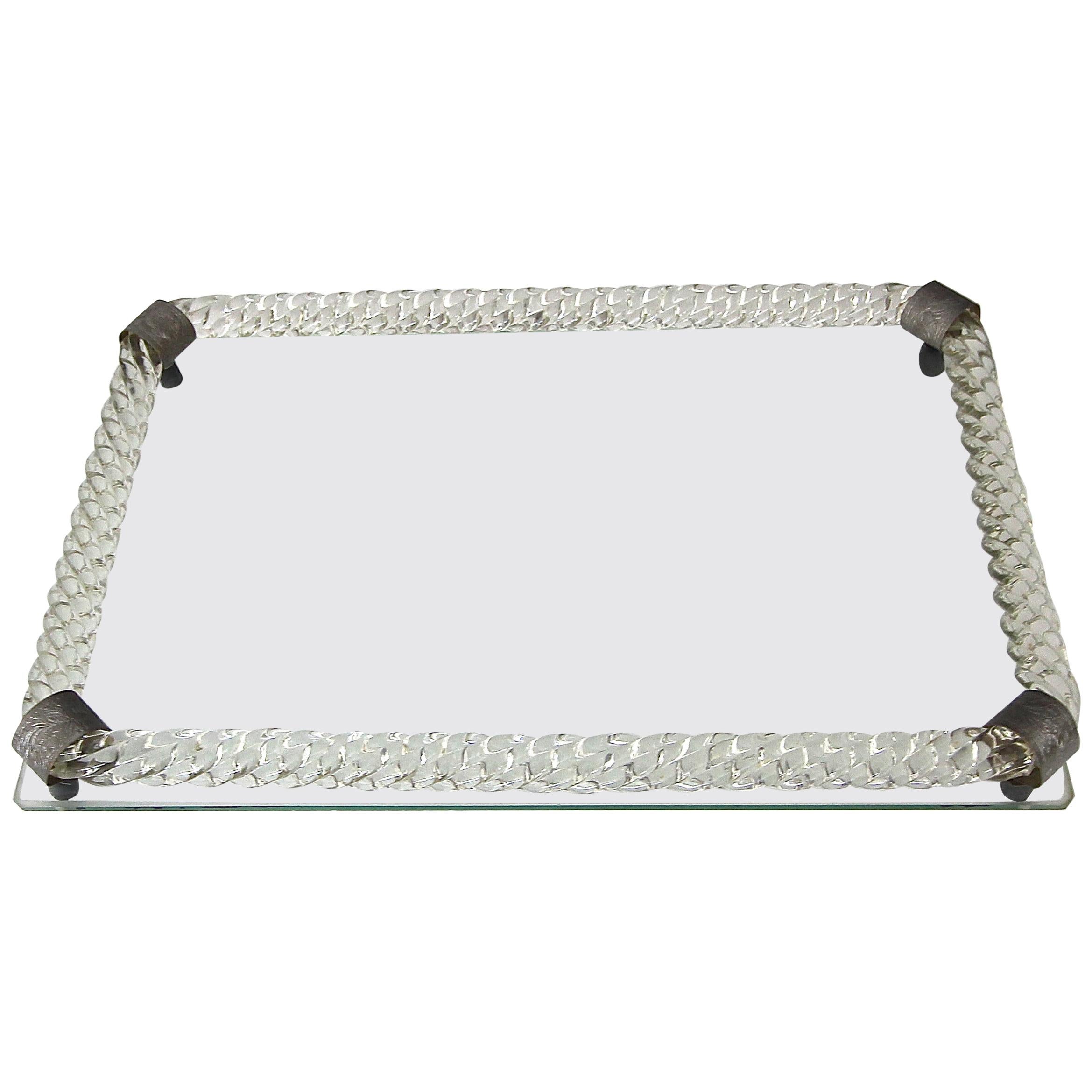 Murano Twisted Rope Clear Glass Vanity Tray