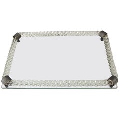 Vintage Murano Twisted Rope Clear Glass Vanity Tray