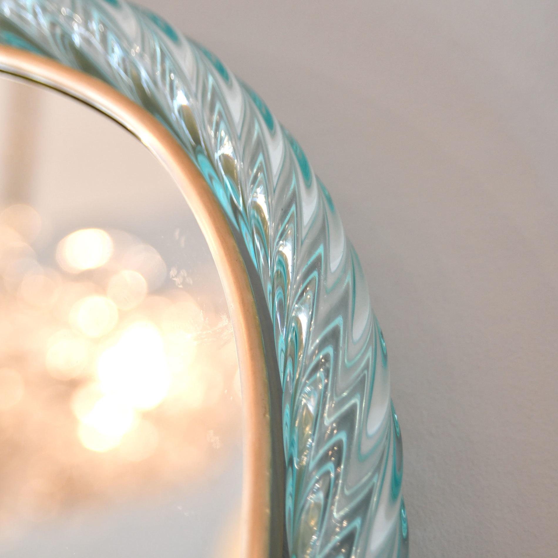 Hand-Crafted Murano Twisted Rope 'Firenze' Mirror in the Style of Barovier e Toso For Sale