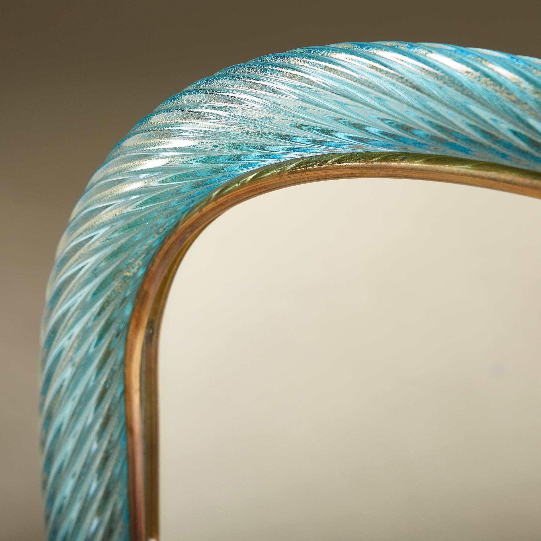 Murano Twisted Rope 'Firenze' Mirror in the Style of Barovier e Toso In New Condition In London, GB