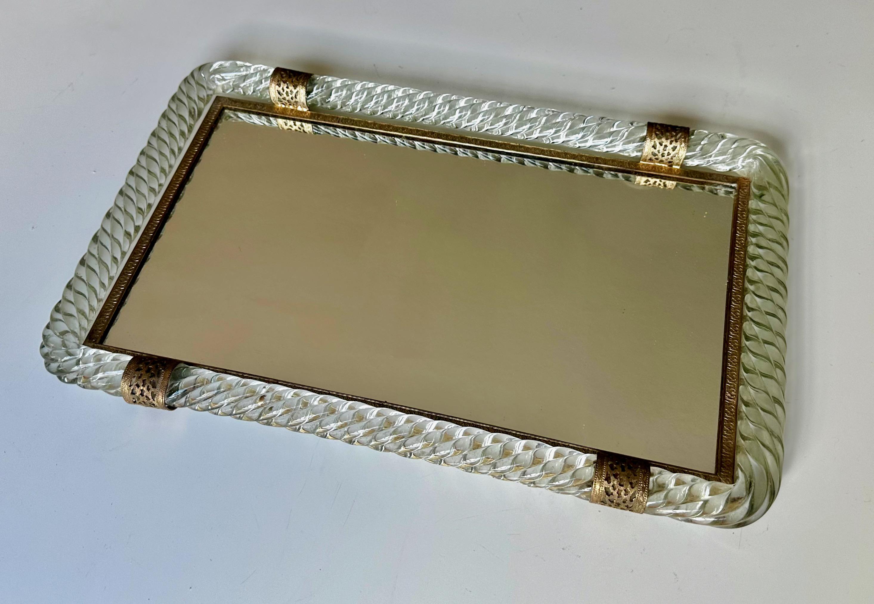 Murano Twisted Rope Glass Vanity Tray For Sale 6