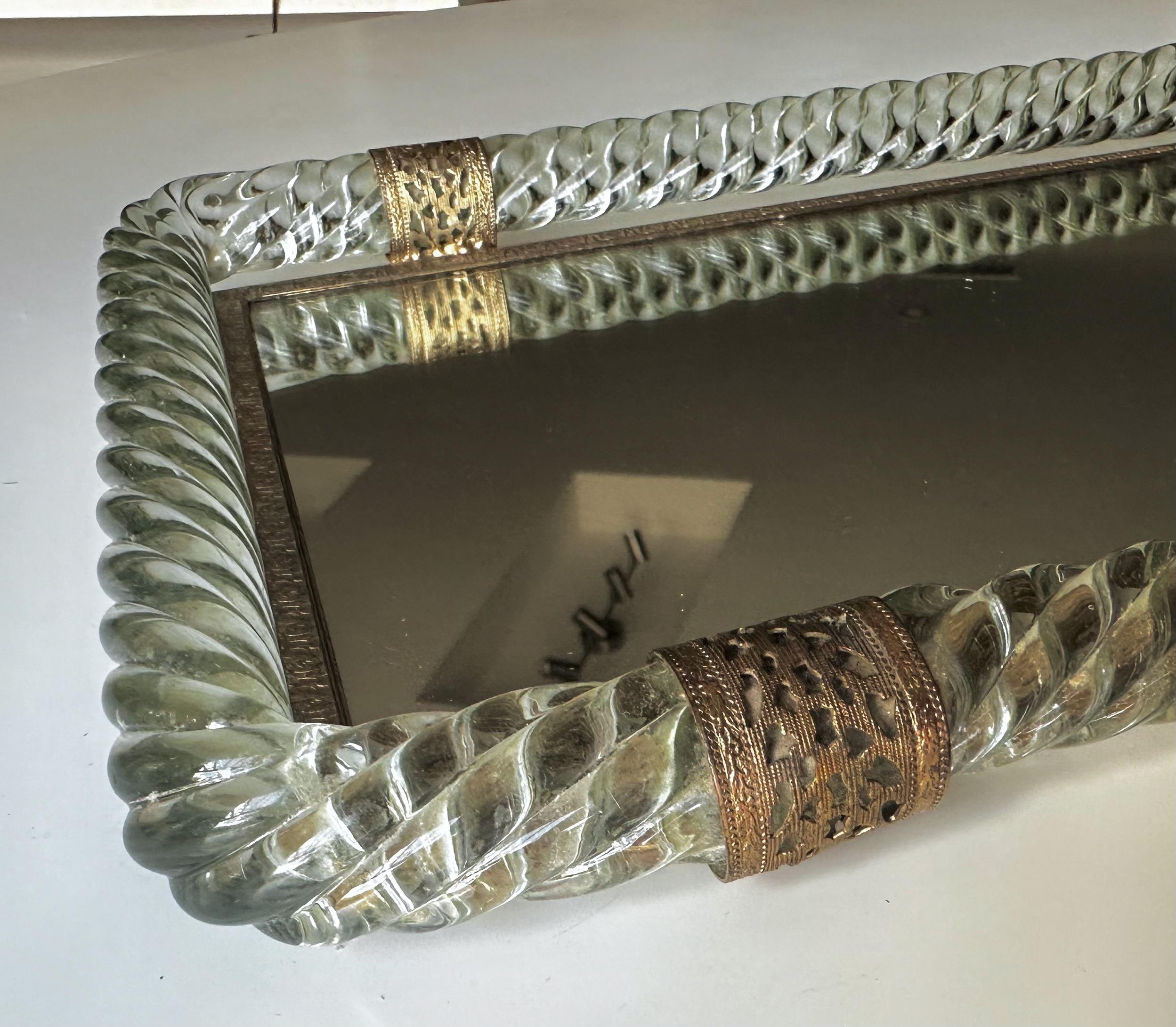 Murano Twisted Rope Glass Vanity Tray For Sale 8