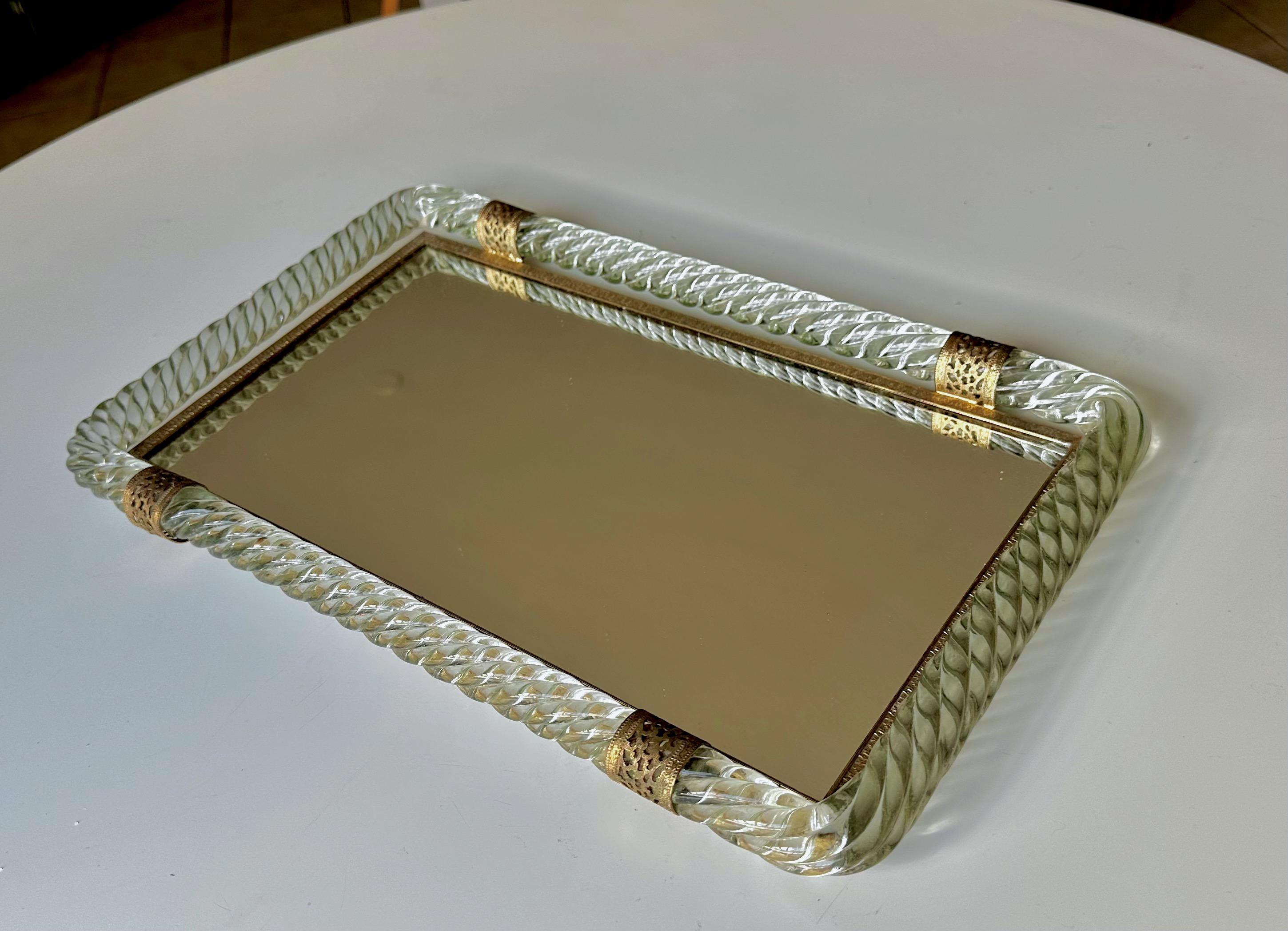 Murano Twisted Rope Glass Vanity Tray For Sale 13