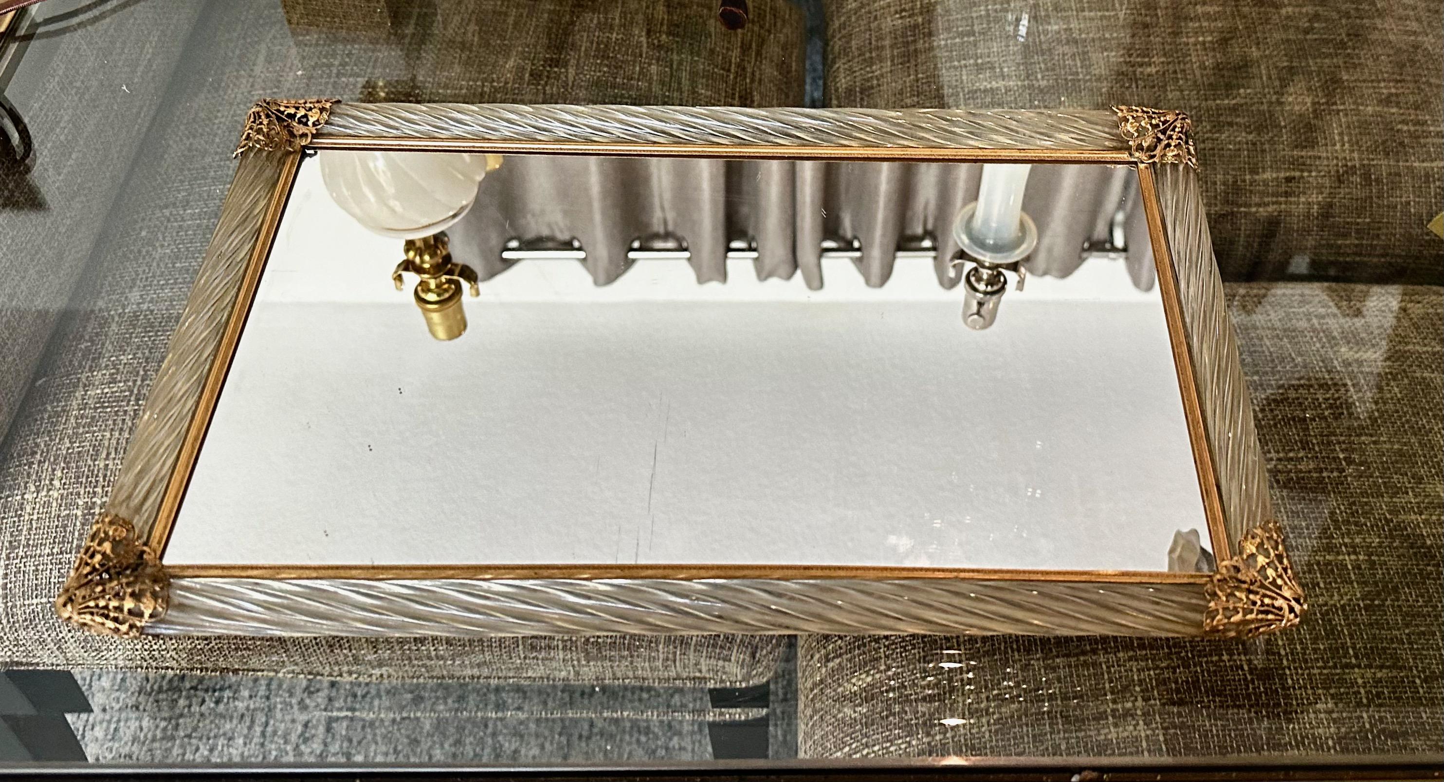 Italian Murano Twisted Rope Glass Vanity Tray
