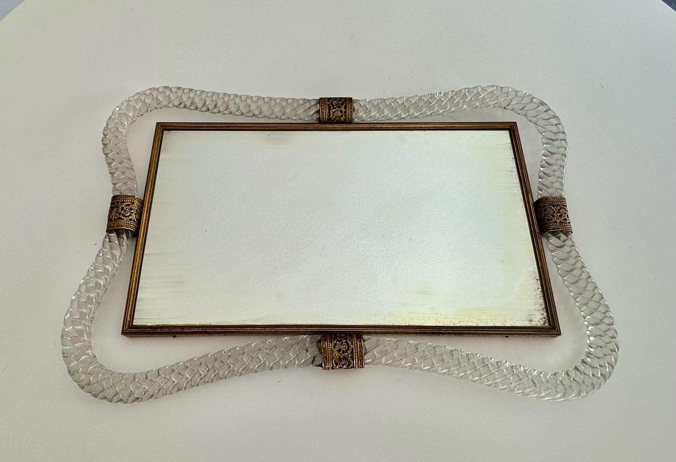 Italian Murano Twisted Rope Glass Vanity Tray
