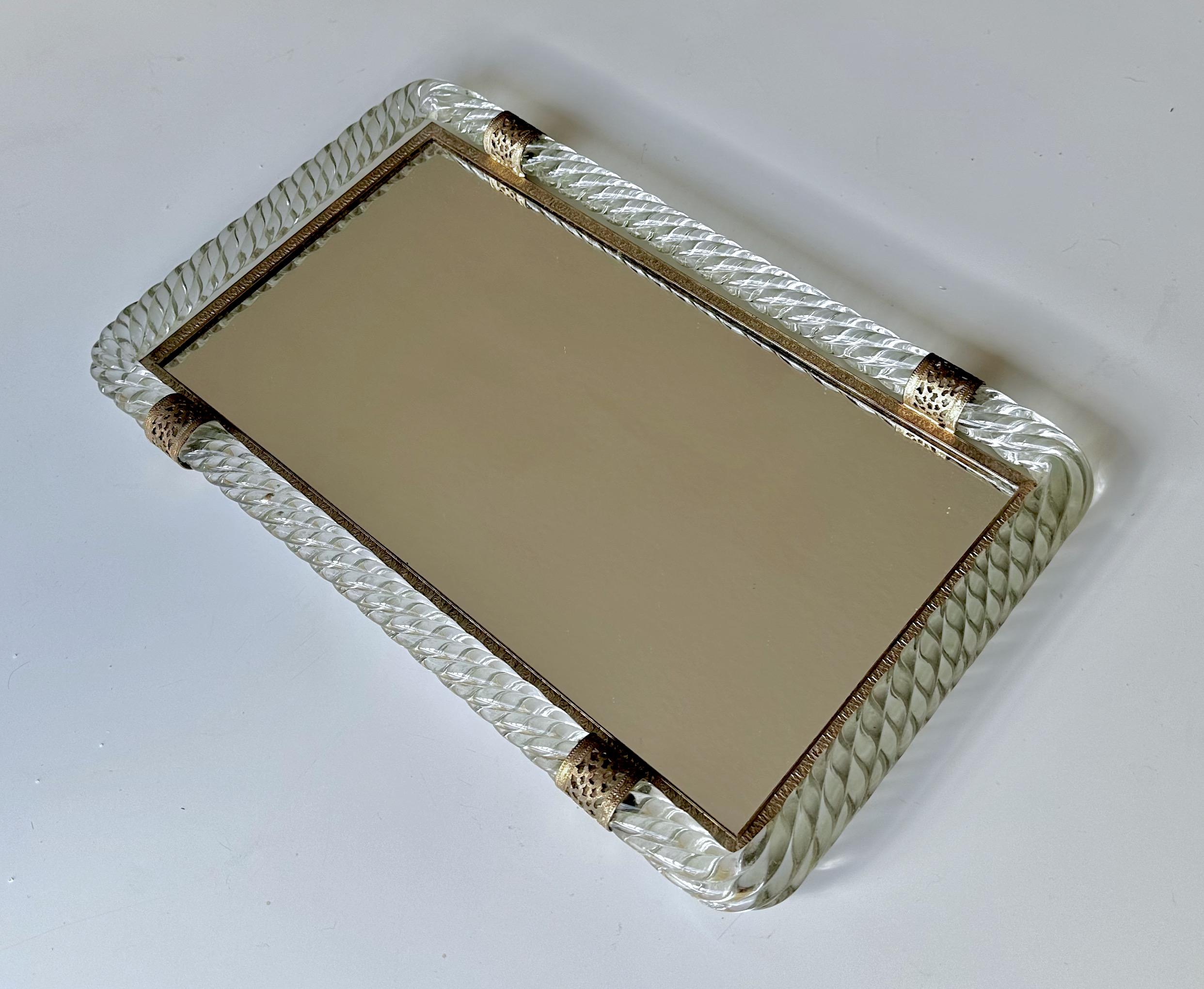 Murano Twisted Rope Glass Vanity Tray In Good Condition For Sale In Palm Springs, CA