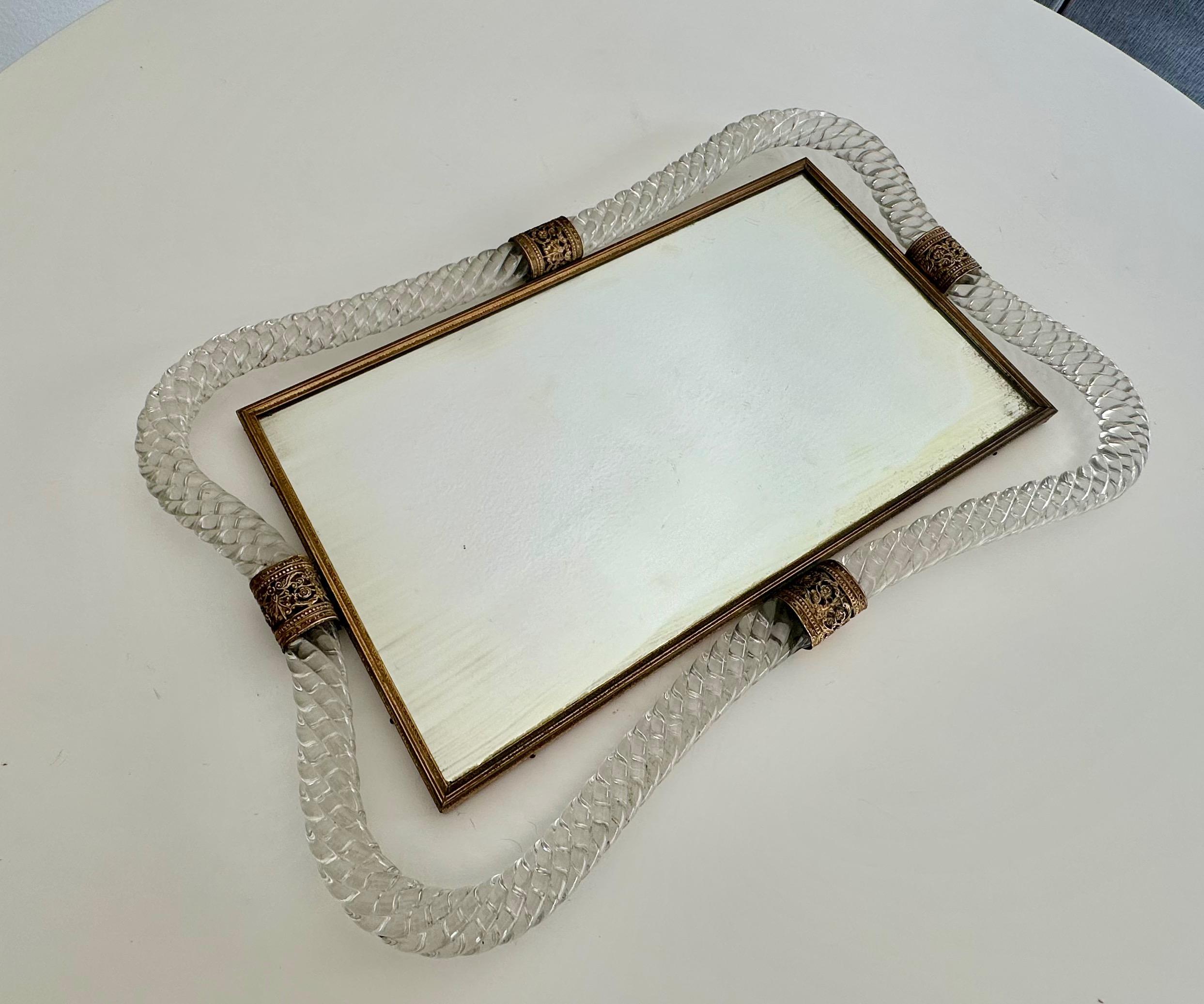 Murano Twisted Rope Glass Vanity Tray In Good Condition In Palm Springs, CA