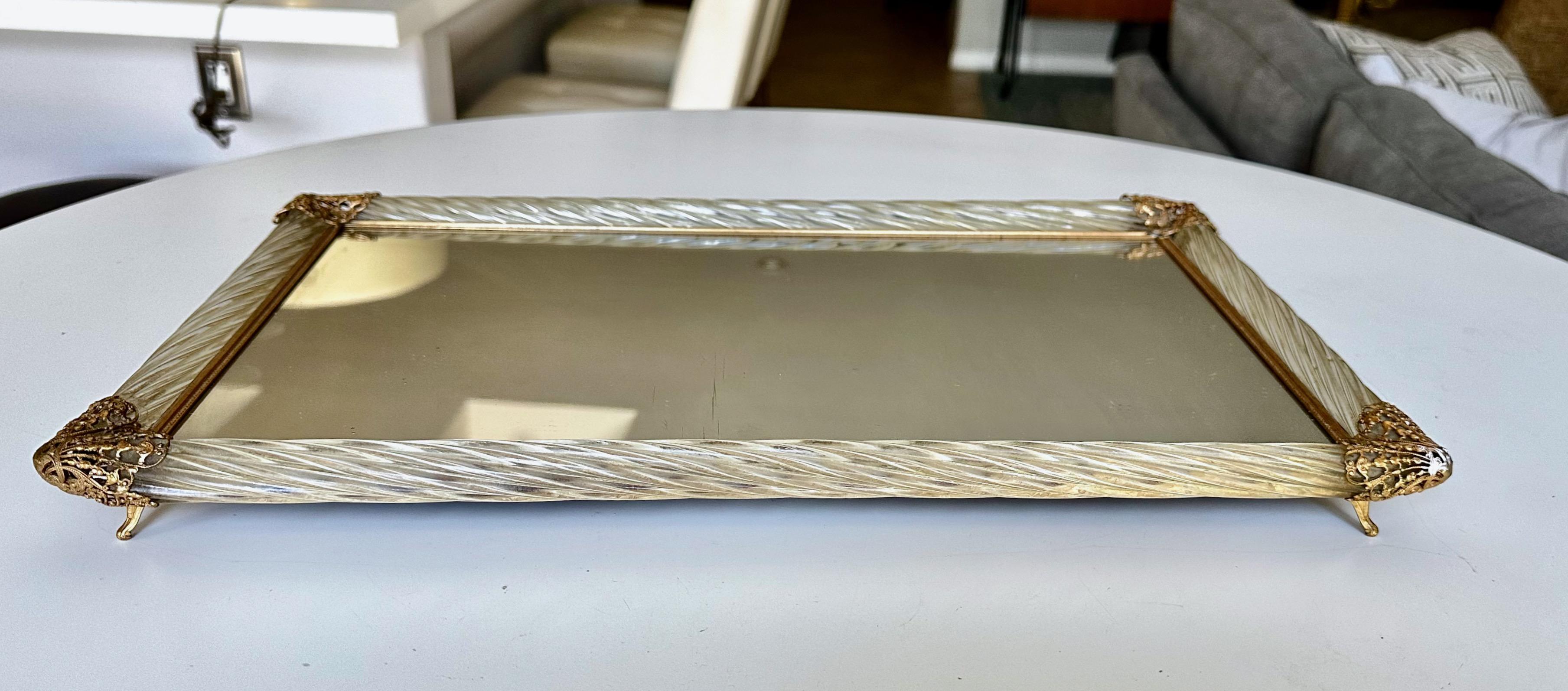 Mid-20th Century Murano Twisted Rope Glass Vanity Tray