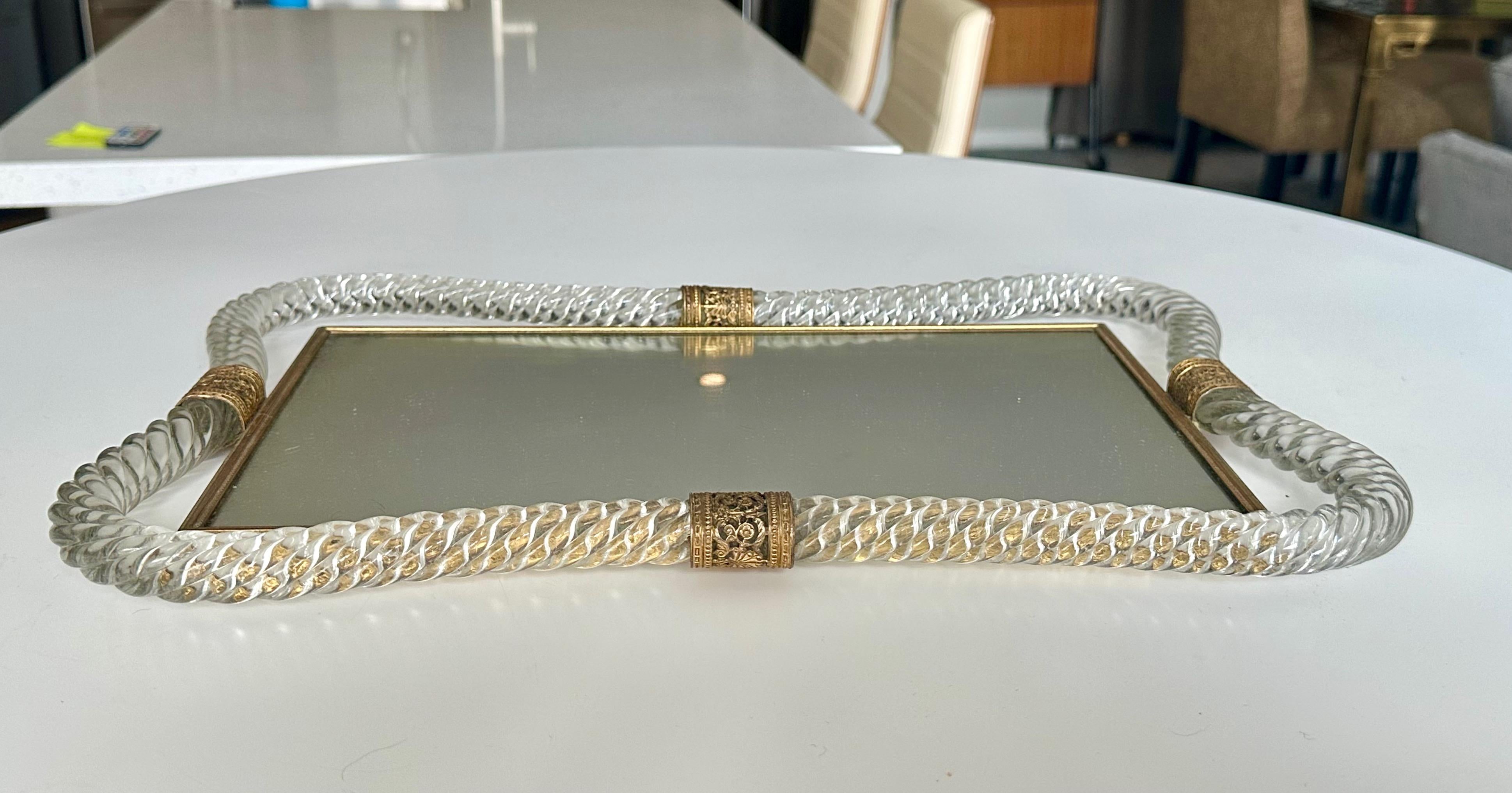 Mid-20th Century Murano Twisted Rope Glass Vanity Tray