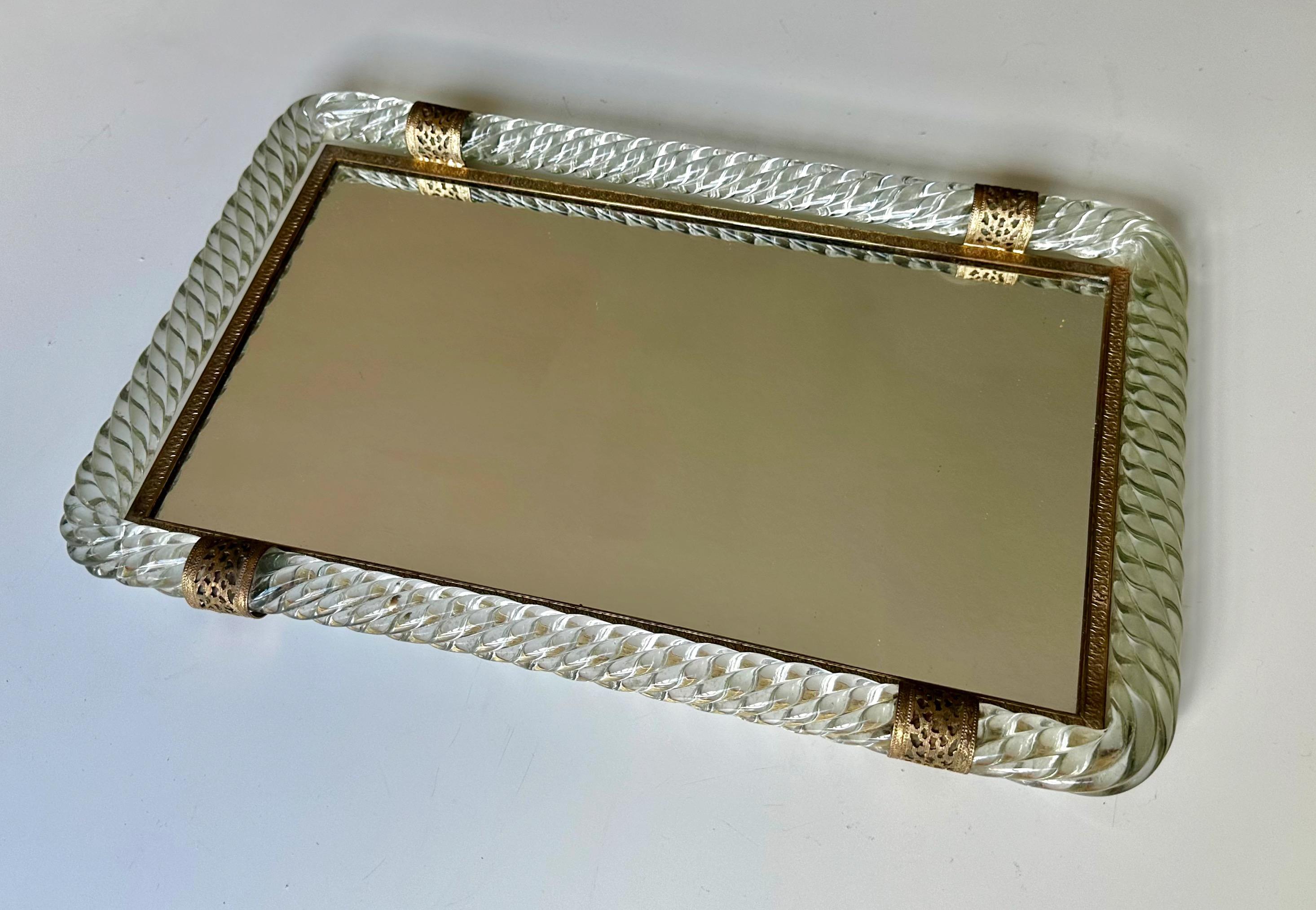 Murano Twisted Rope Glass Vanity Tray For Sale 2
