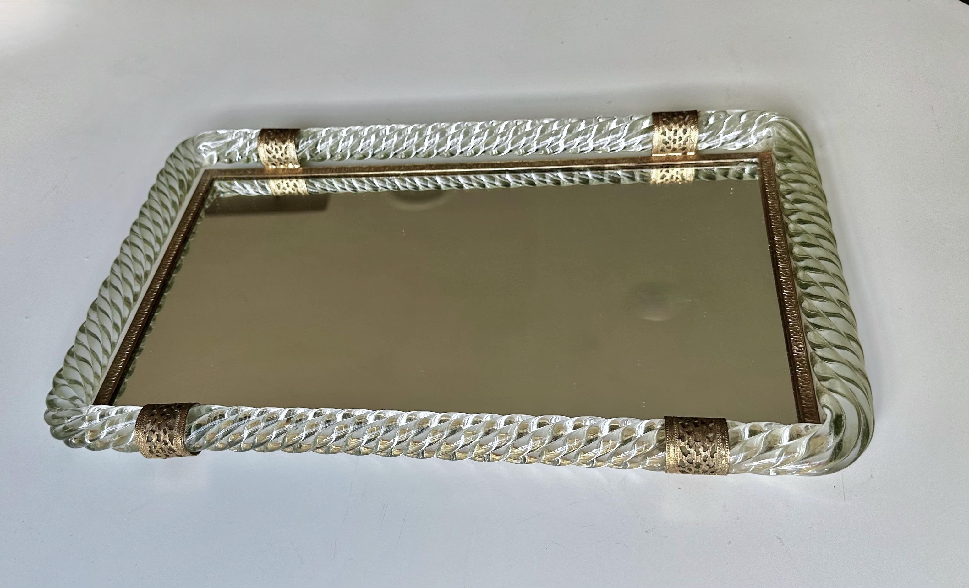 Murano Twisted Rope Glass Vanity Tray For Sale 3
