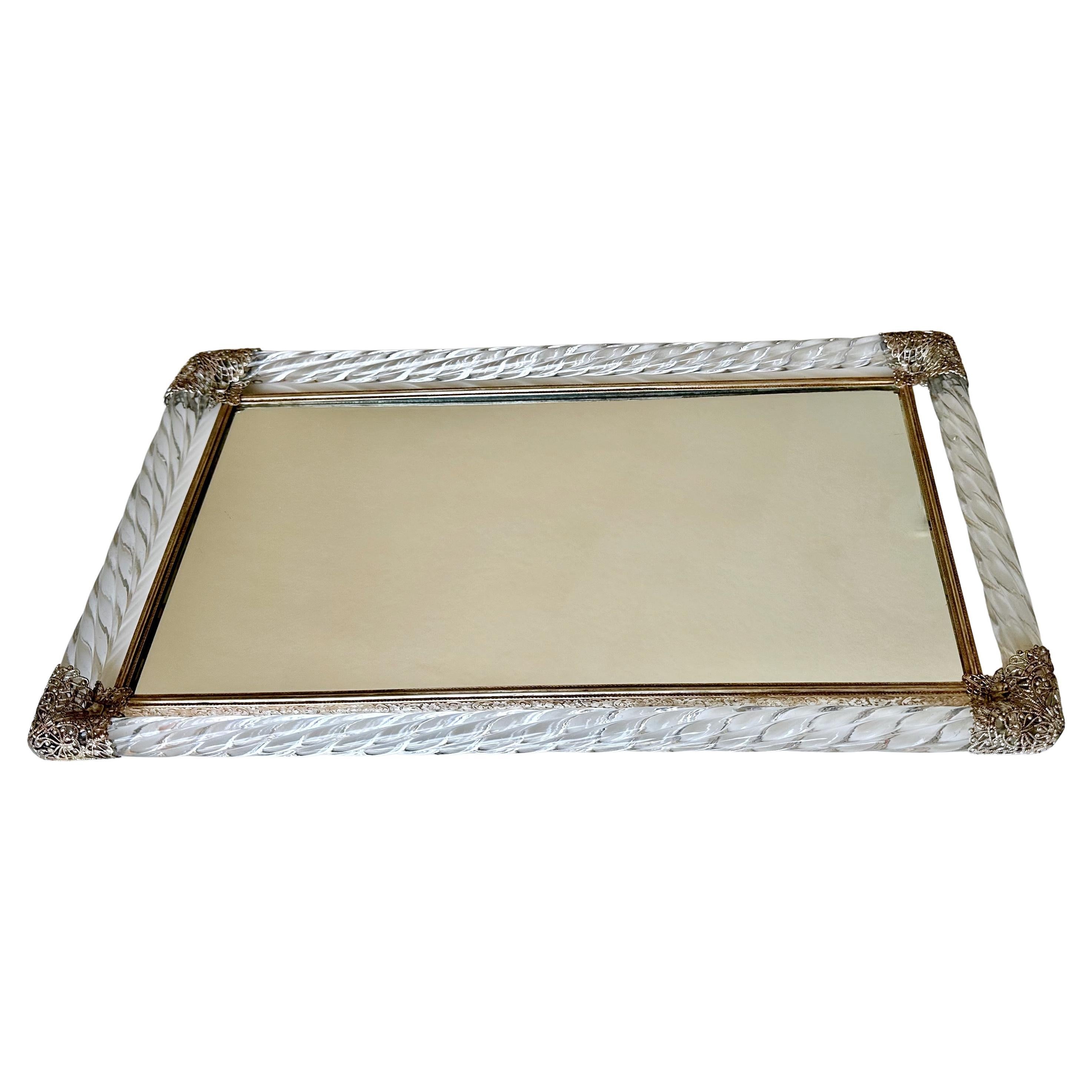 Murano Twisted Rope Glass Vanity Tray