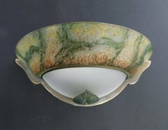 Murano Uplight Sconce with Green Metal Leaf, 7 Available