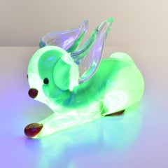 Murano Uranglas-Kaninchenskulptur von Ferro & Lazzarini, Italien 1960er Jahre