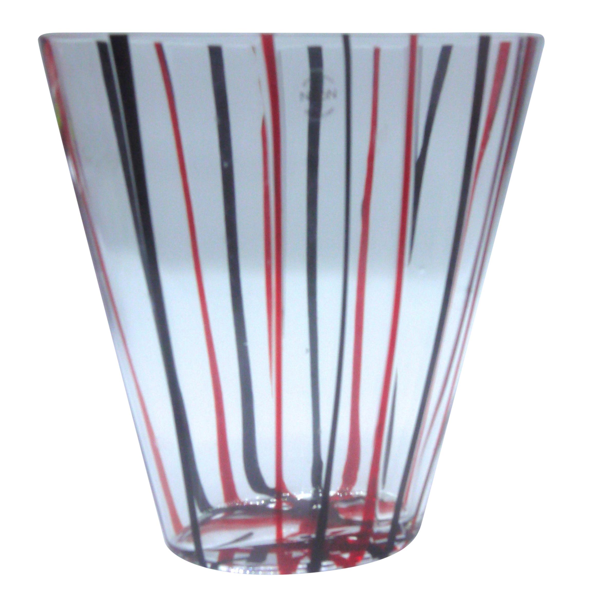 Murano V Nason Vase with Striped Inclusion, Labelled and Boxed from 1999 For Sale