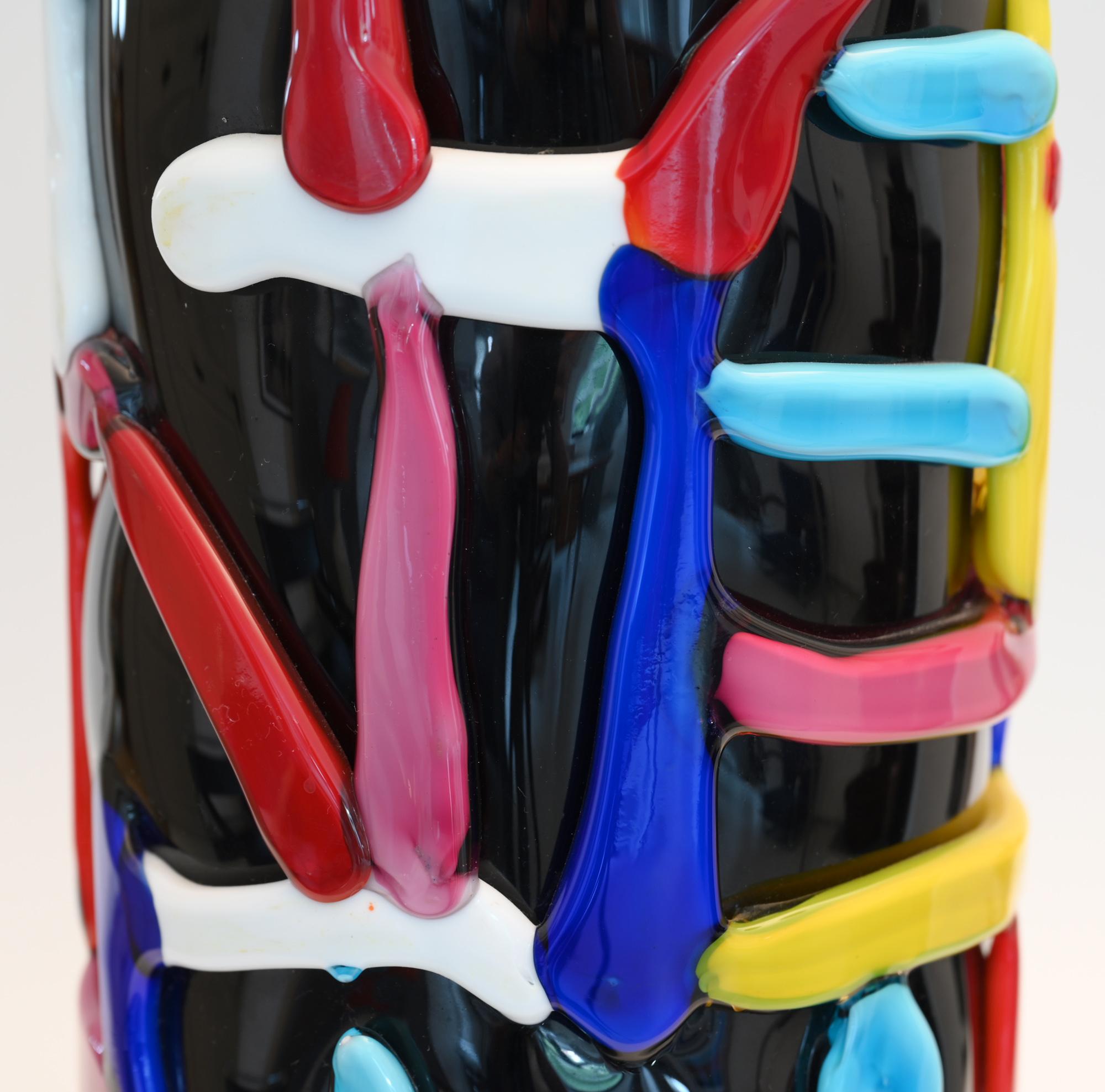 Européen Vase de Murano en verre de Murano artistique de 1970-1980, signé en vente