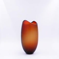 Jarrón de Murano Vidrio esmerilado Marrón ámbar - Firmado