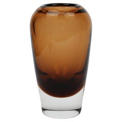 Murano Vase Glass cinnamon Brown Sommerso Art Italy 20th century