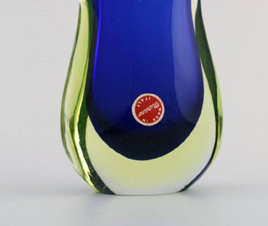 Murano Vase in Blue Mouth Blown Art Glass. Italian Design, 1960s In Excellent Condition In Copenhagen, DK