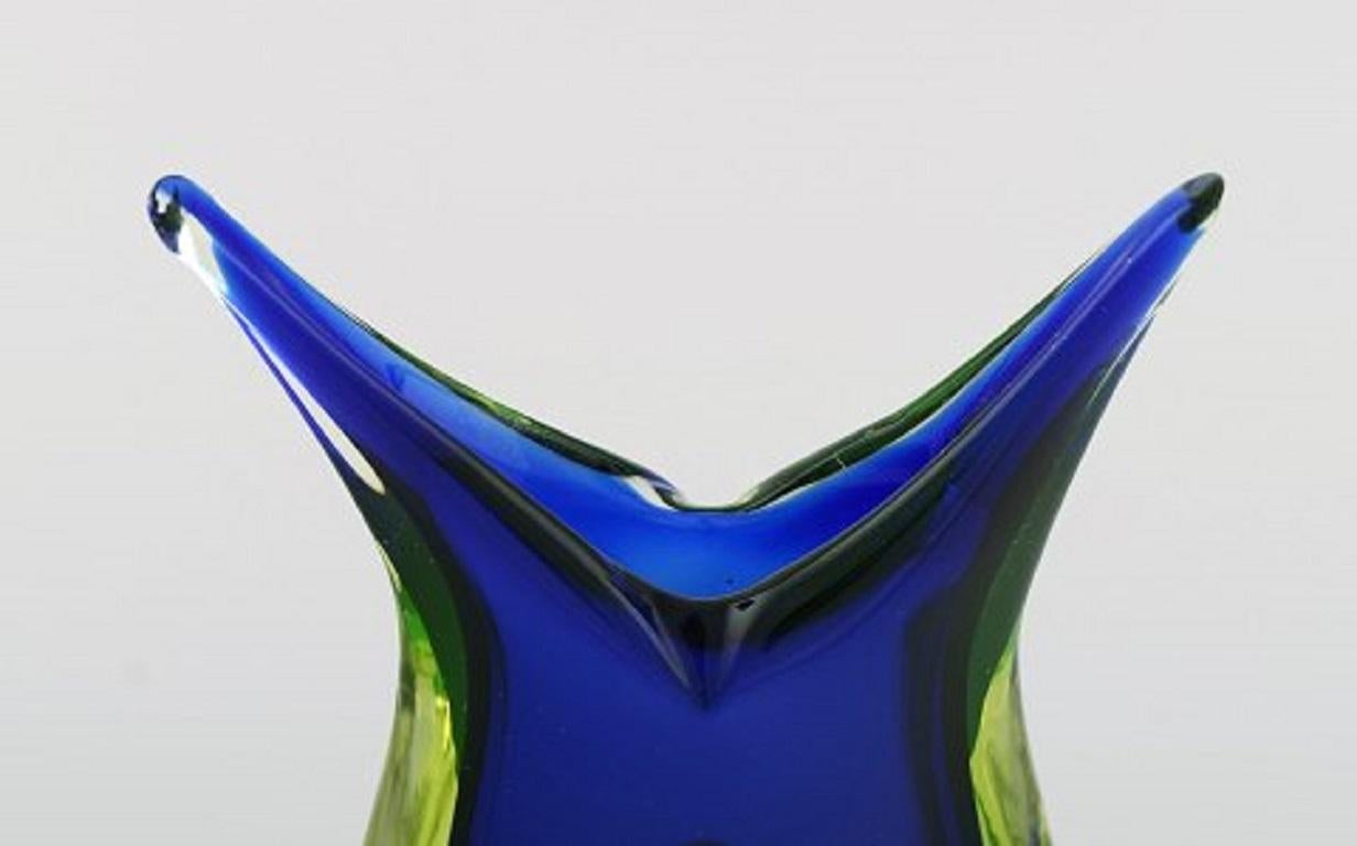 Murano Vase in Blue Mouth Blown Art Glass. Italian Design, 1960s 1
