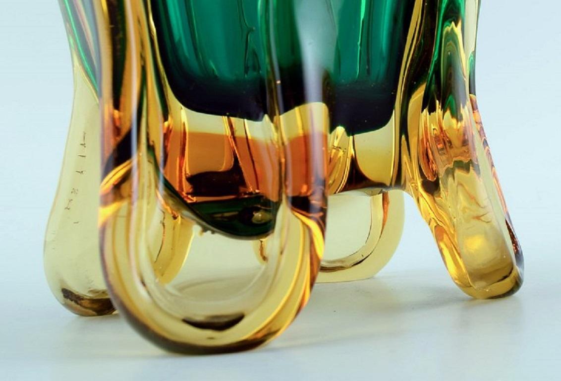 Mid-20th Century Murano Vase in Mouth-Blown Art Glass, Italian Design, 1960s For Sale