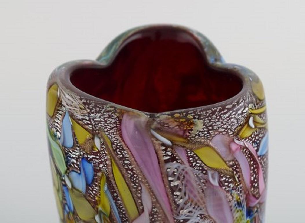 Murano Vase in Polychrome Mouth-Blown Art Glass, Italian Design, 1960s-1970s In Excellent Condition In Copenhagen, DK