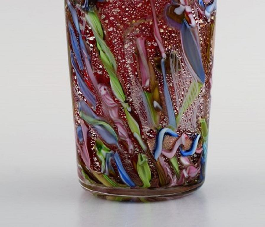 Mid-20th Century Murano Vase in Polychrome Mouth-Blown Art Glass, Italian Design, 1960s-19670s