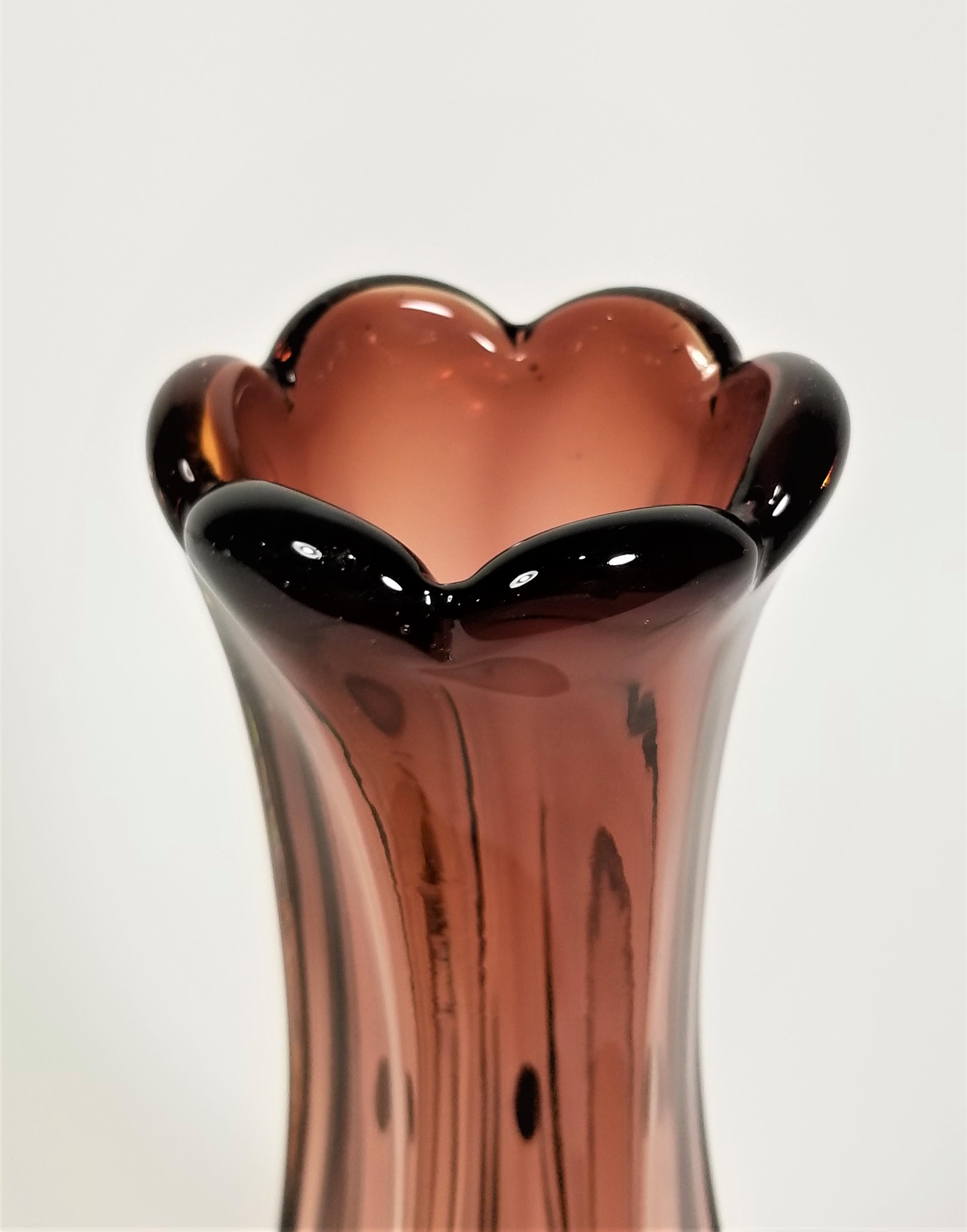 Glass Murano Vase Italy Mid Century Unused