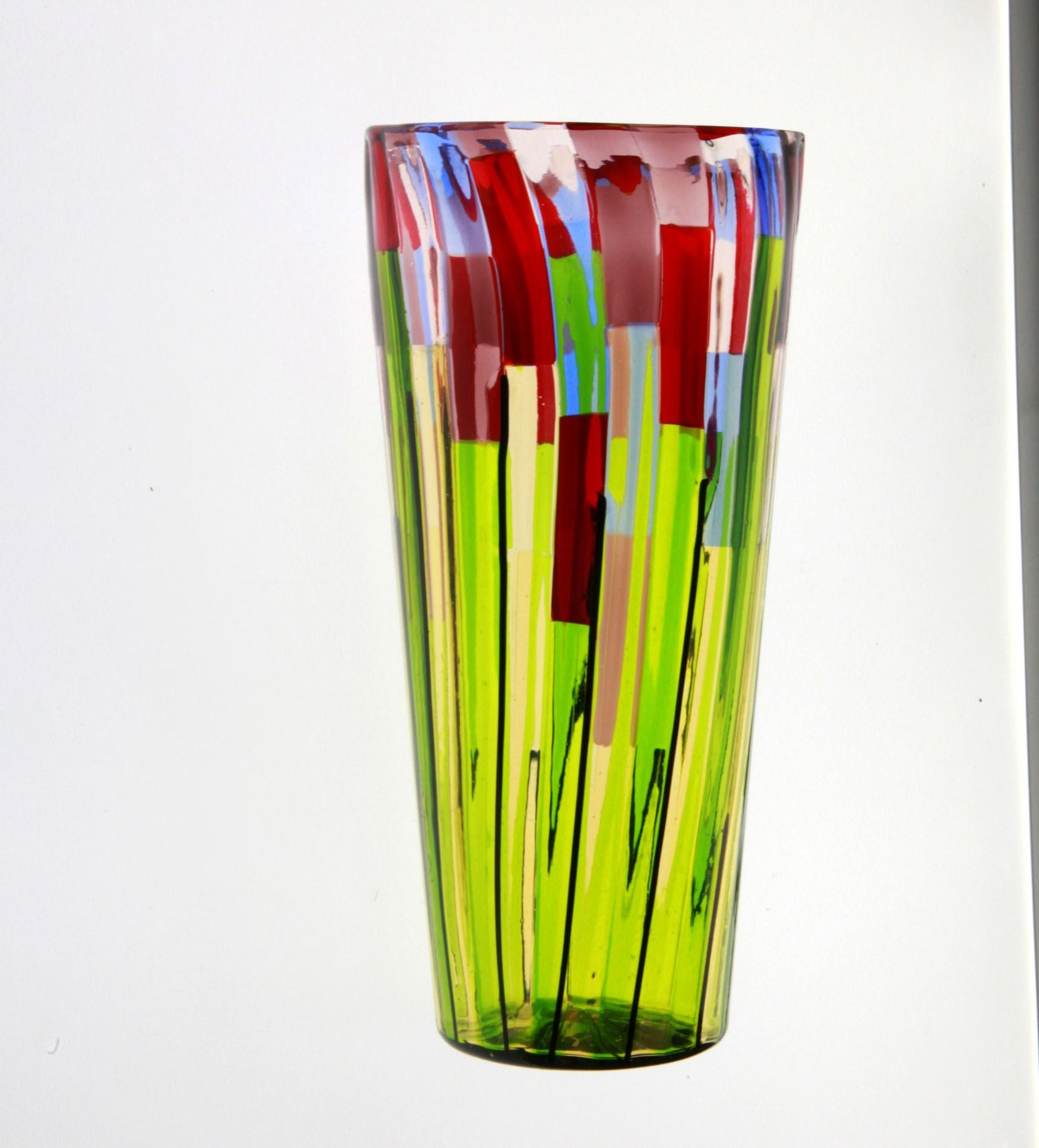 Vase de Murano chef-d'œuvre:: champ fleuri avec coquelicots et lavande:: signé en vente 6
