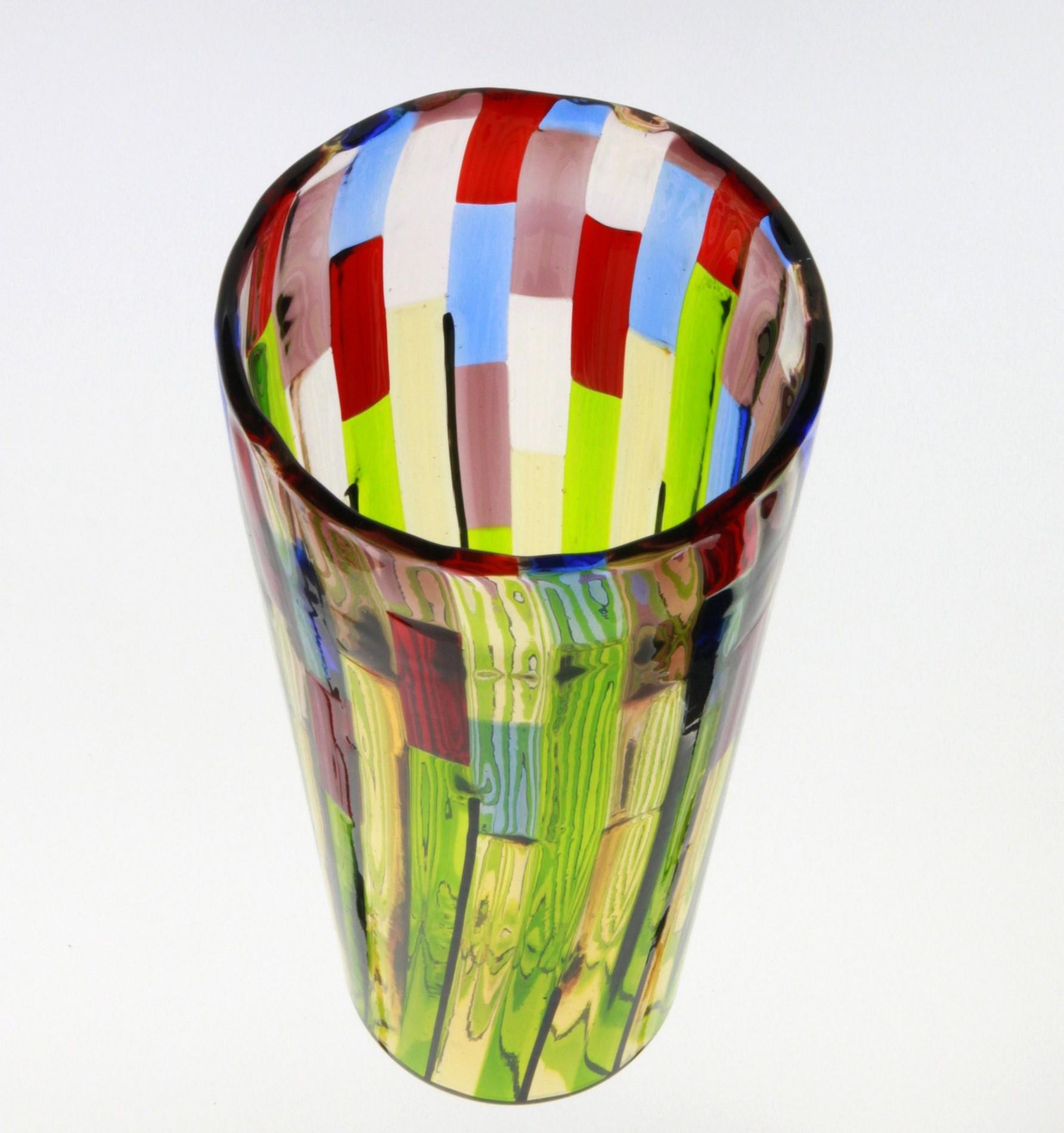 Vase de Murano chef-d'œuvre:: champ fleuri avec coquelicots et lavande:: signé en vente 7