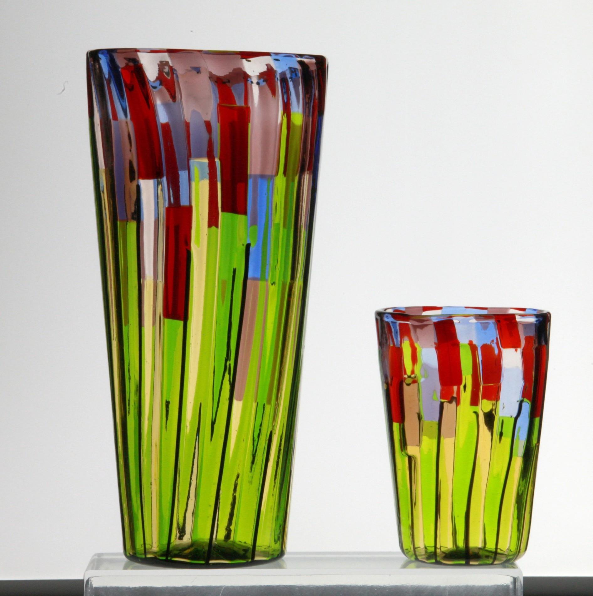 Murano Vase Meisterwerk:: Blühendes Feld mit Mohn und Lavendel:: signiert im Angebot 8
