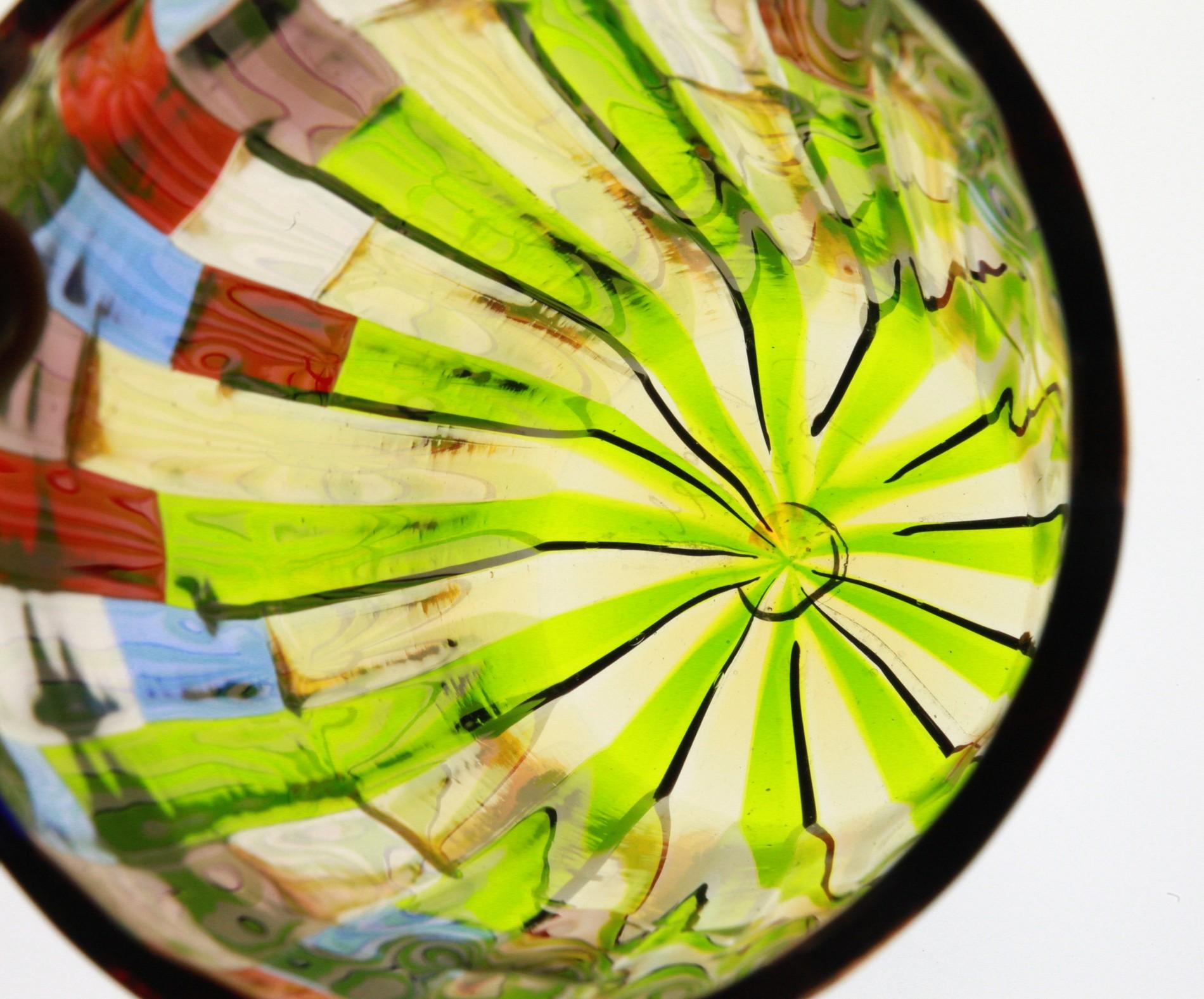 XXIe siècle et contemporain Vase de Murano chef-d'œuvre:: champ fleuri avec coquelicots et lavande:: signé en vente
