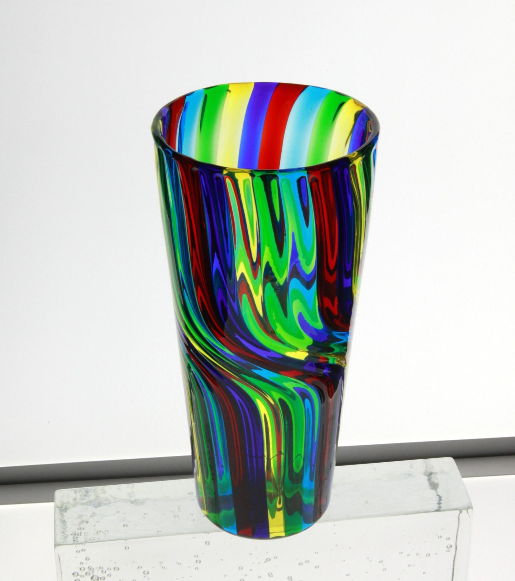 Murano-Vase, Meisterwerk, Doppio Ritorto, erstaunliche Technik, signiert (Glaskunst) im Angebot