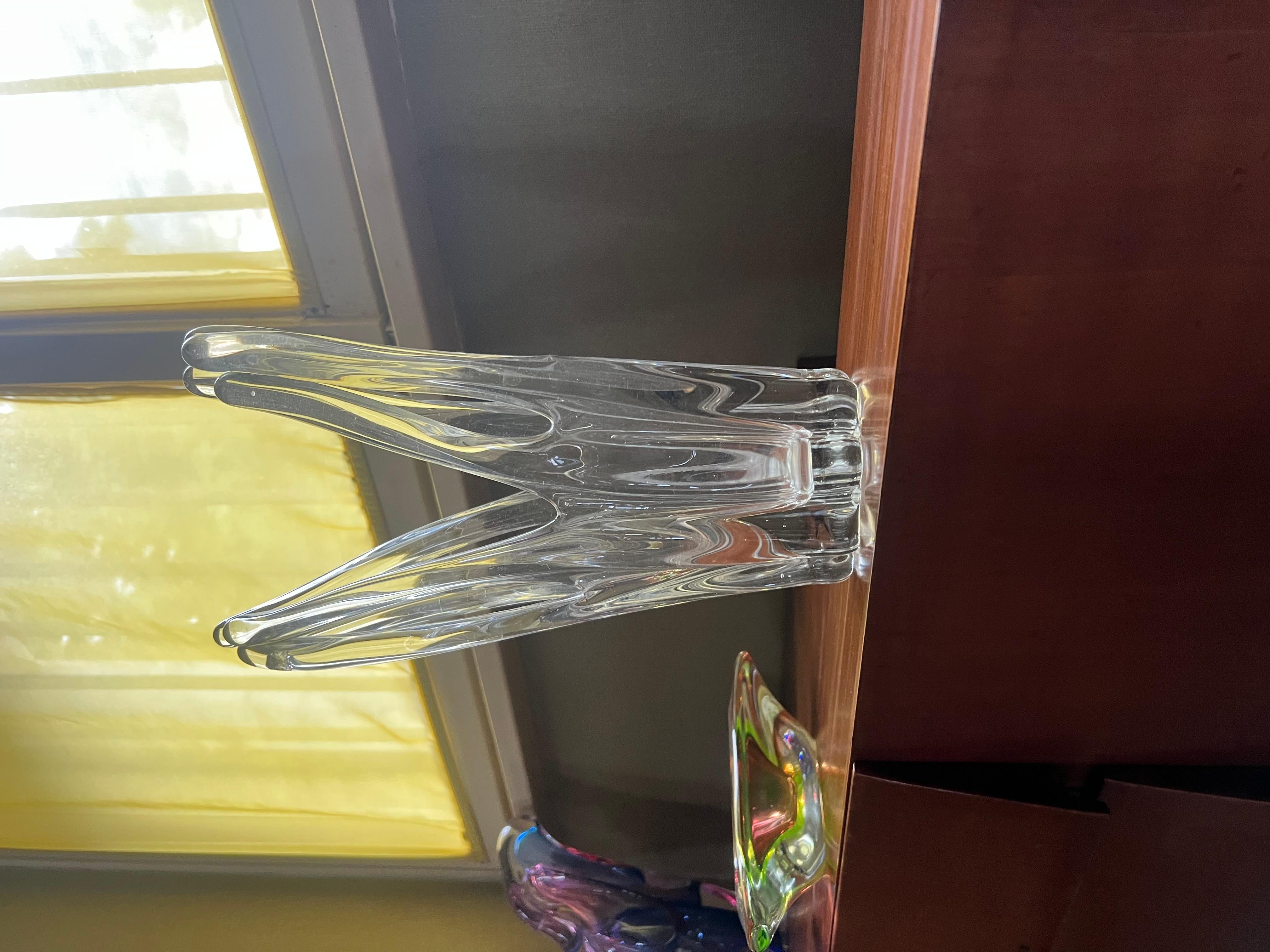 Vase de Murano - Sculpture en verre transparent soufflé à la main en vente 4