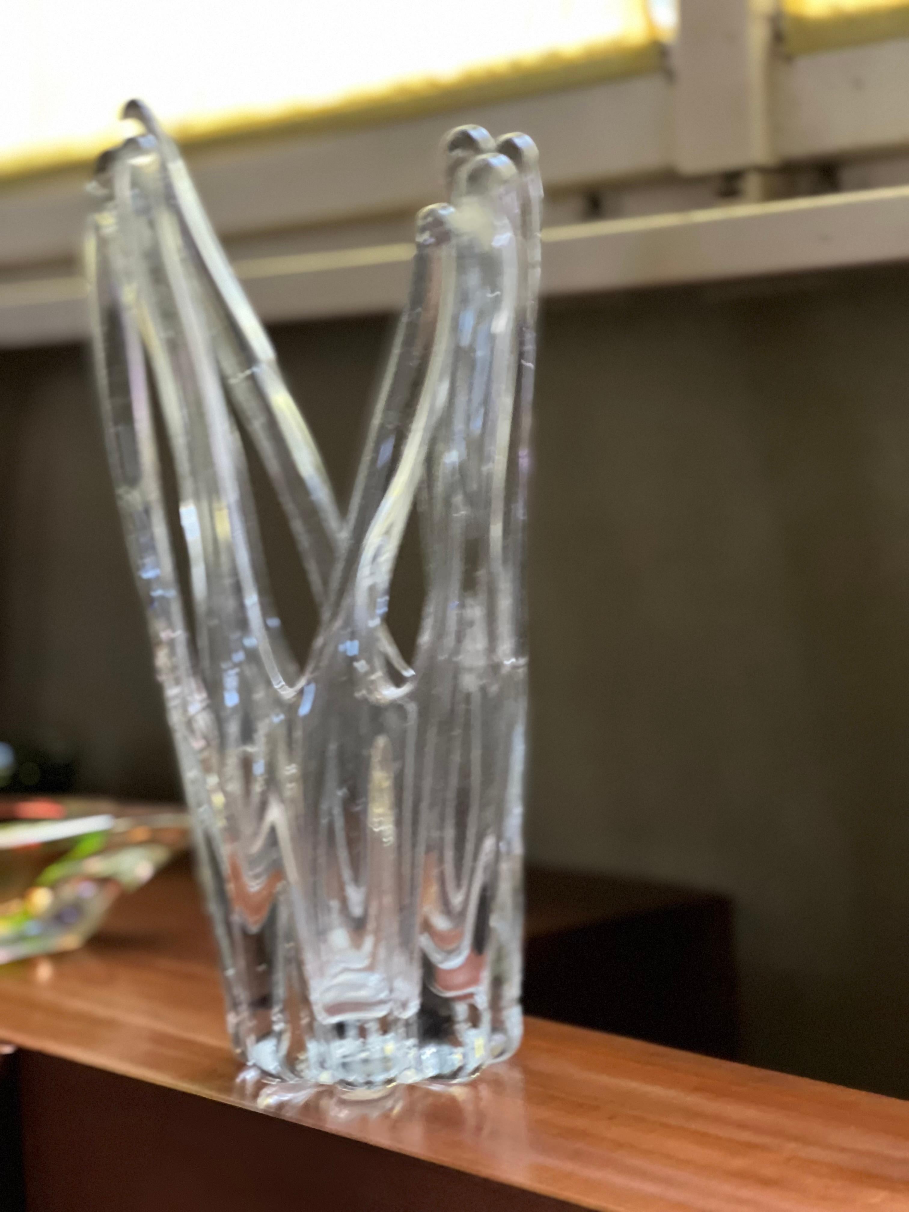 Vase de Murano - Sculpture en verre transparent soufflé à la main en vente 2