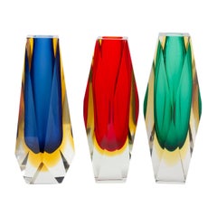 Murano Vase, Sommerso Technique, 1970, 3 Colors