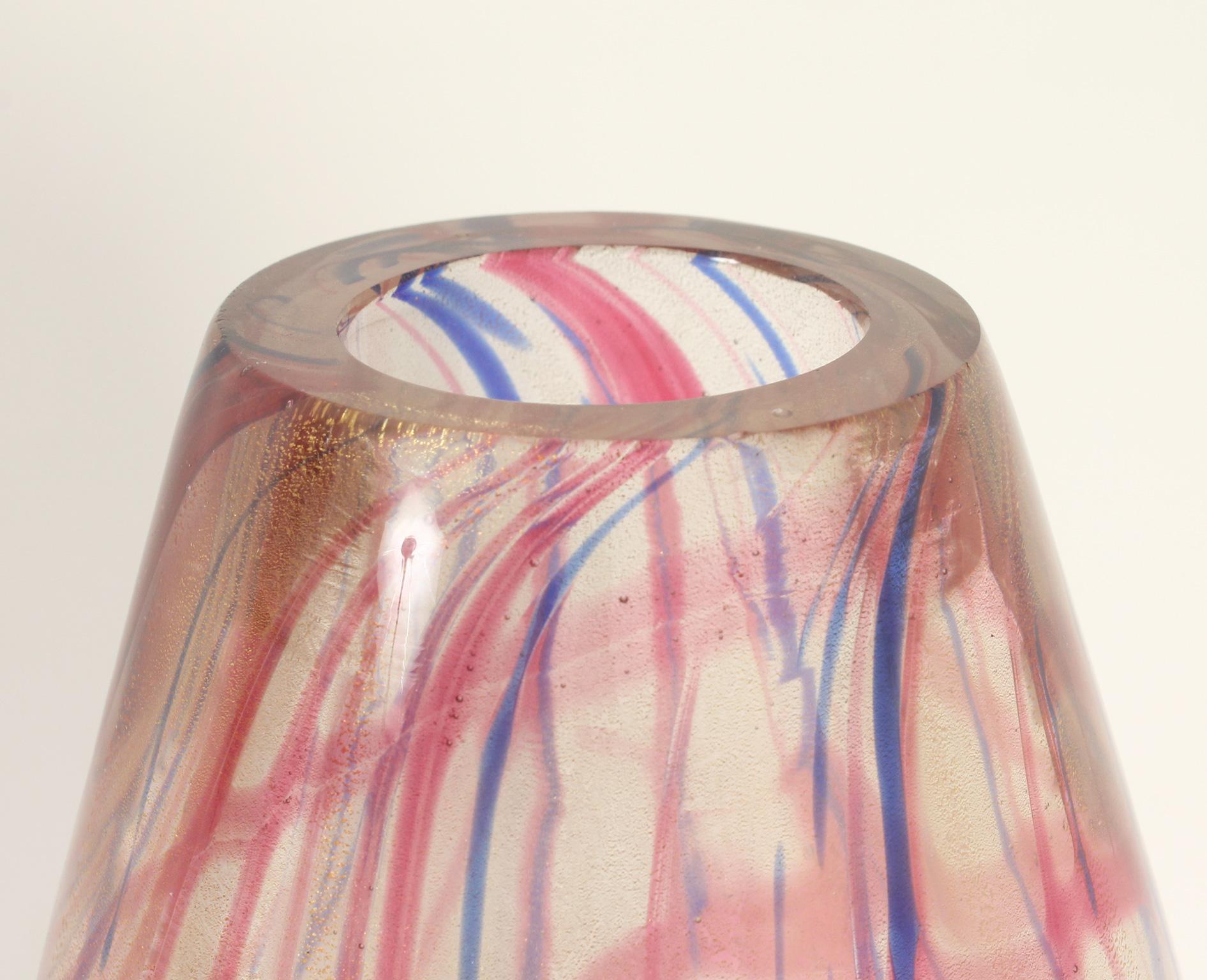 Mid-20th Century Murano Vase with Colored Lines, Italy, 1950's For Sale