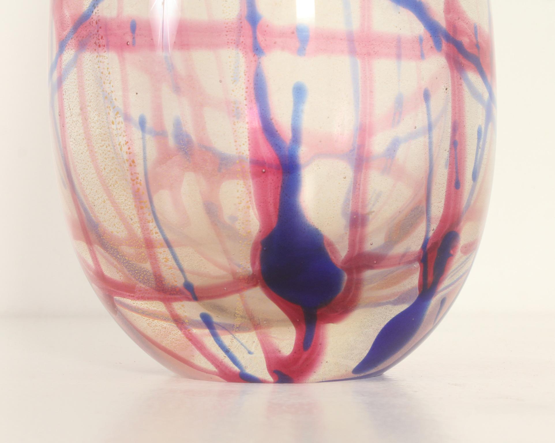 Murano Glass Murano Vase with Colored Lines, Italy, 1950's For Sale